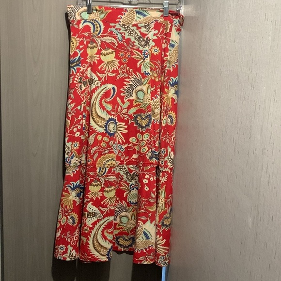 Bohemian Red Paisley Maxi Skirt Measures 16 Flat Sz (12) Missing Size Tag - Picture 8 of 8